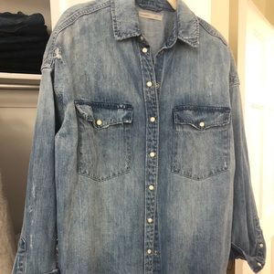 All Saints distressed denim shirt